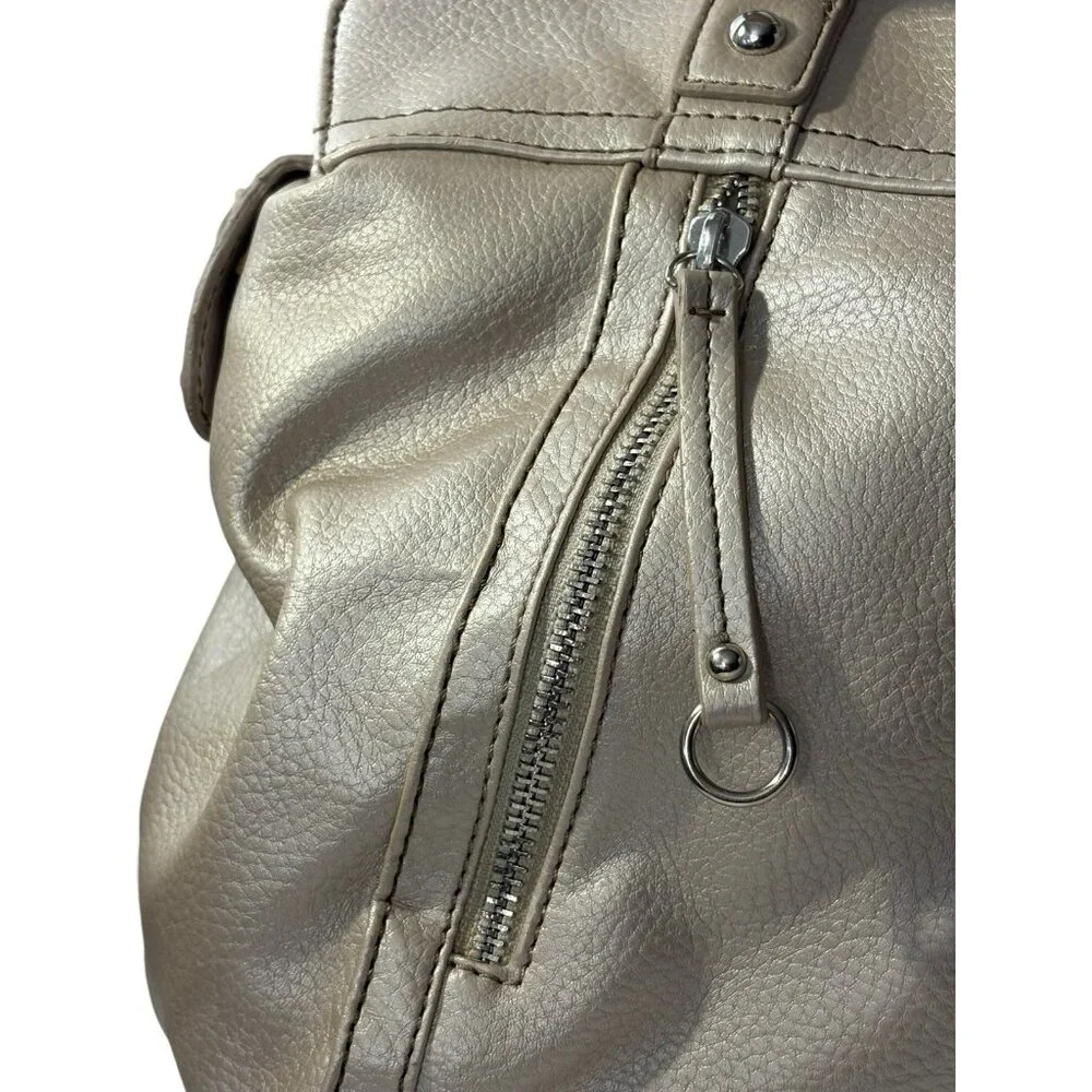 Nine West Tan Faux‎ Pebbled Leather Dual Handle Tote Purse Bag NWT Large READ